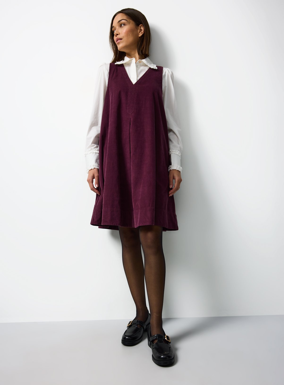 Dark Red Corduroy Midi Dress 20 - Image 2 thumbnail